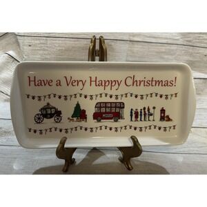 New Milly Green Long Tray British London Have A Very Happy Christmas 5 x 11